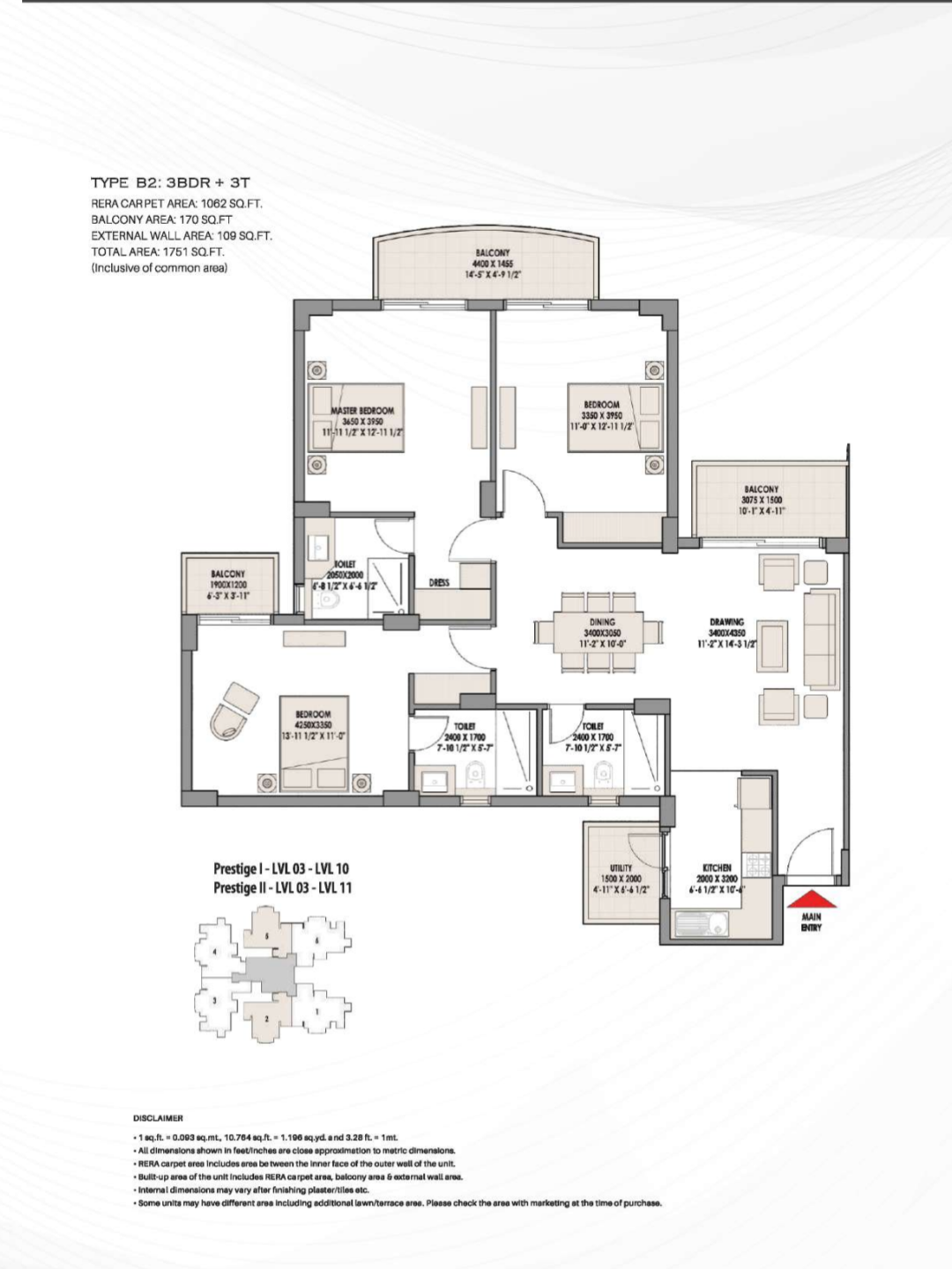 3 BHK Apartment For Rent in Eldeco Accolade