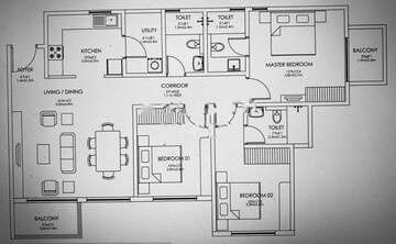 Floor Plan in 3 BHK Apartment at Godrej 24 Sarjapur, Sarjapur Road – for Sale