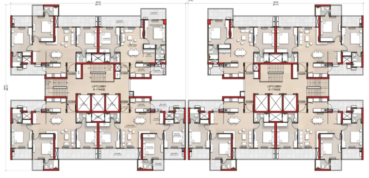 Floor Plan, smart-world-113 3.5 Bedroom 1850 Sq.Ft. Apartment In Sector 113 Gurgaon 8841271
