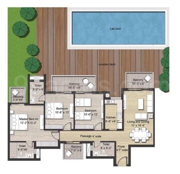 Floor Plan in 3 BHK Apartment at Puri Aanandvilas, Sector 81 – for Rent