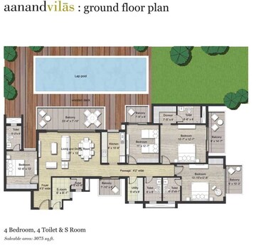 Floor Plan in 3 BHK Apartment at Puri Aanandvilas, Sector 81 – for Rent
