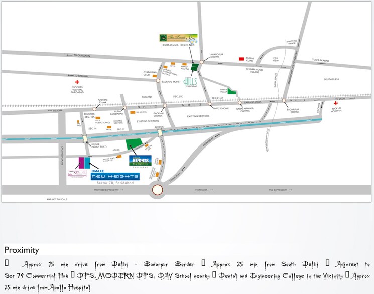 Map Location, omaxe-new-heights 2 Bedroom 850 Sq.Ft. Apartment In Sector 78 Faridabad 8841861
