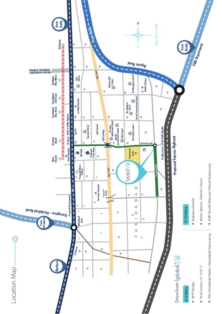 Map Location, conscient-habitat-78 2 Bedroom 630 Sq.Ft. Apartment In Sector 78 Faridabad 8841918