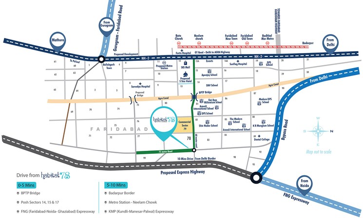 Map Location, conscient-habitat-78 2 Bedroom 630 Sq.Ft. Apartment In Sector 78 Faridabad 8841918