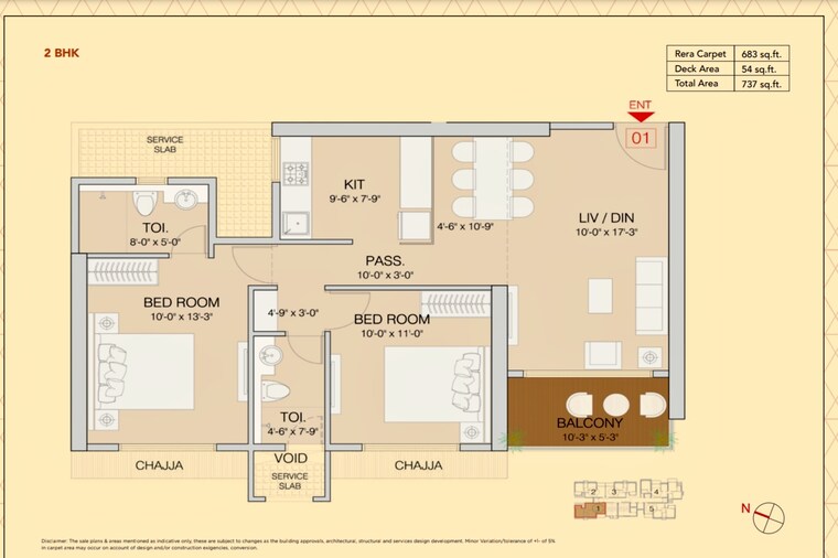 Floor Plan, ruparel-stardom 2 Bedroom 744 Sq.Ft. Apartment In Malad West Mumbai 8842002