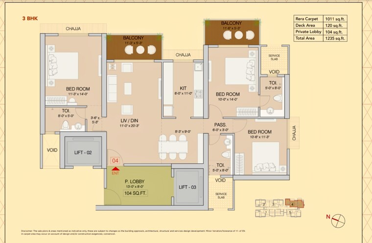 Floor Plan, ruparel-stardom 3 Bedroom 1235 Sq.Ft. Apartment In Malad West Mumbai 8842030