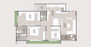 Floor Plan in 3 BHK Apartment at Rhythm Aura, Bopal – for Sale