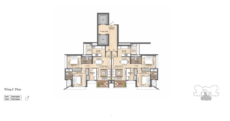 Floor Plan, lodha-mahalaxmi-bellevue 3 Bedroom 1206 Sq.Ft. Apartment In Mahalaxmi Mumbai 8844696