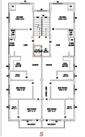 Floor Plan in 3 BHK Apartment at New Town – for Sale