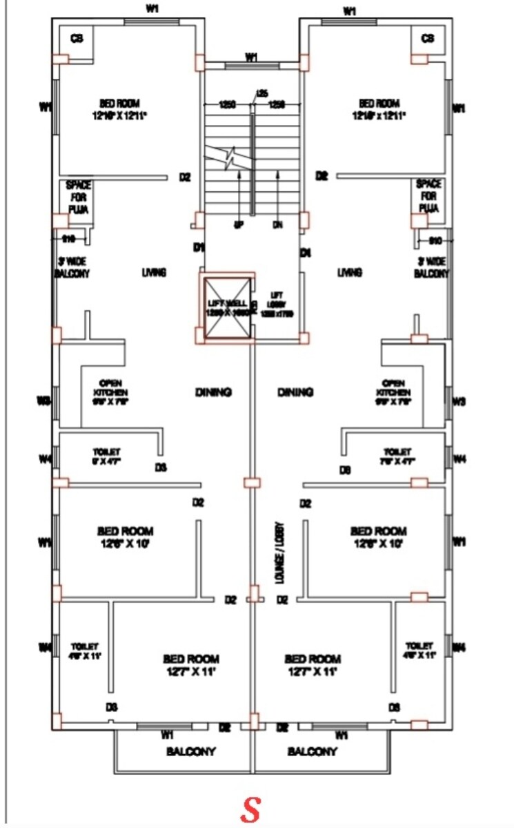 Floor Plan, new town 3 Bedroom 1485 Sq.Ft. Apartment In New Town Kolkata 8846152