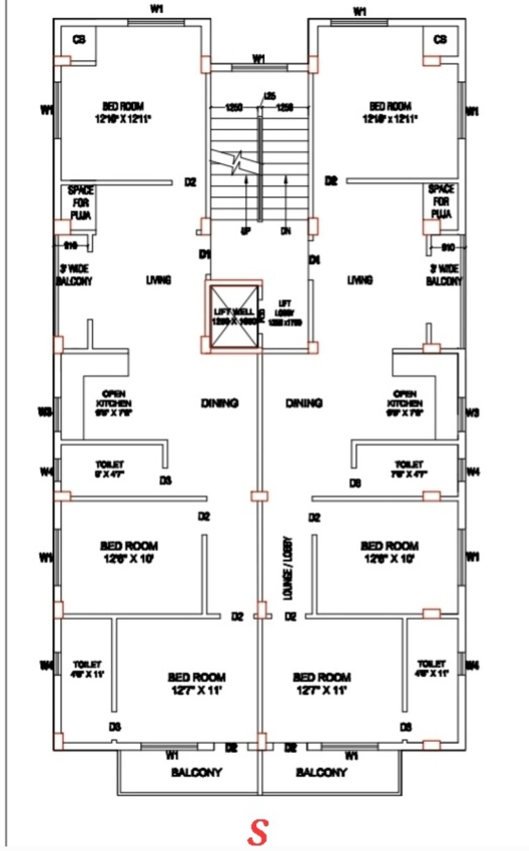 Floor Plan, new town 3 Bedroom 1485 Sq.Ft. Apartment In New Town Kolkata 8846152