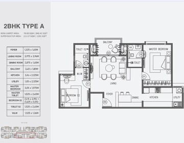 Floor Plan in 2 BHK Apartment at Aratt Alchemy Essence, Doddagubbi – for Sale