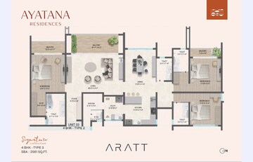 Floor Plan in 3 BHK Apartment at Aratt Ayatana Residences, Electronic City Phase I – for Sale