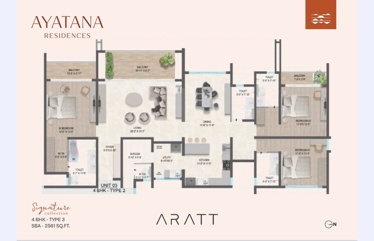 Floor Plan, aratt-ayatana-residences 4 Bedroom 2531 Sq.Ft. Apartment In Electronic City Phase I Bangalore 8848031