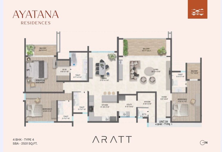 Floor Plan, aratt-ayatana-residences 4 Bedroom 2531 Sq.Ft. Apartment In Electronic City Phase I Bangalore 8848031