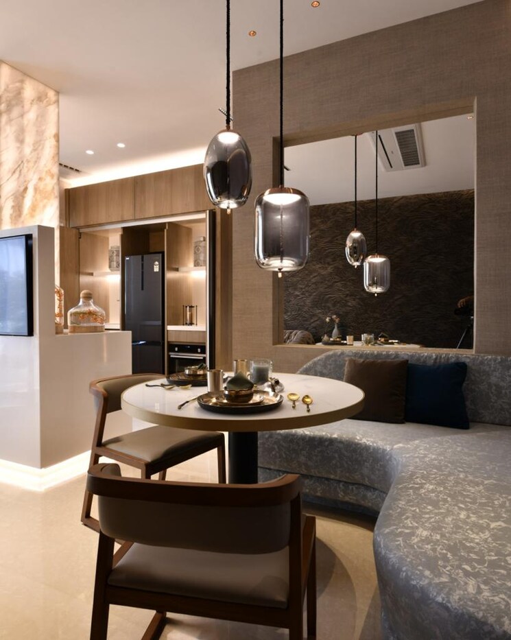 Living Room, haware-my-first-home 1 Bedroom 378 Sq.Ft. Apartment In Shilphata Thane 8849396