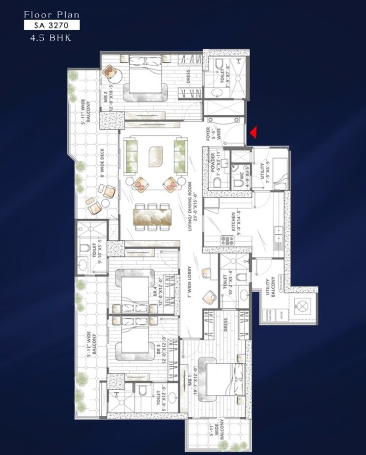Floor Plan, smart-world-sky-arc 4 Bedroom 3270 Sq.Ft. Apartment In Sector 69 Gurgaon 8849557