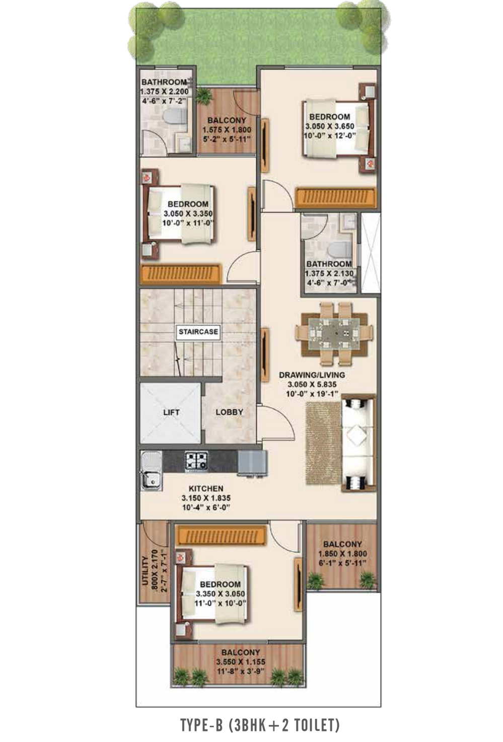 3 BHK + Study Room Apartment For Rent in Signature Global Park