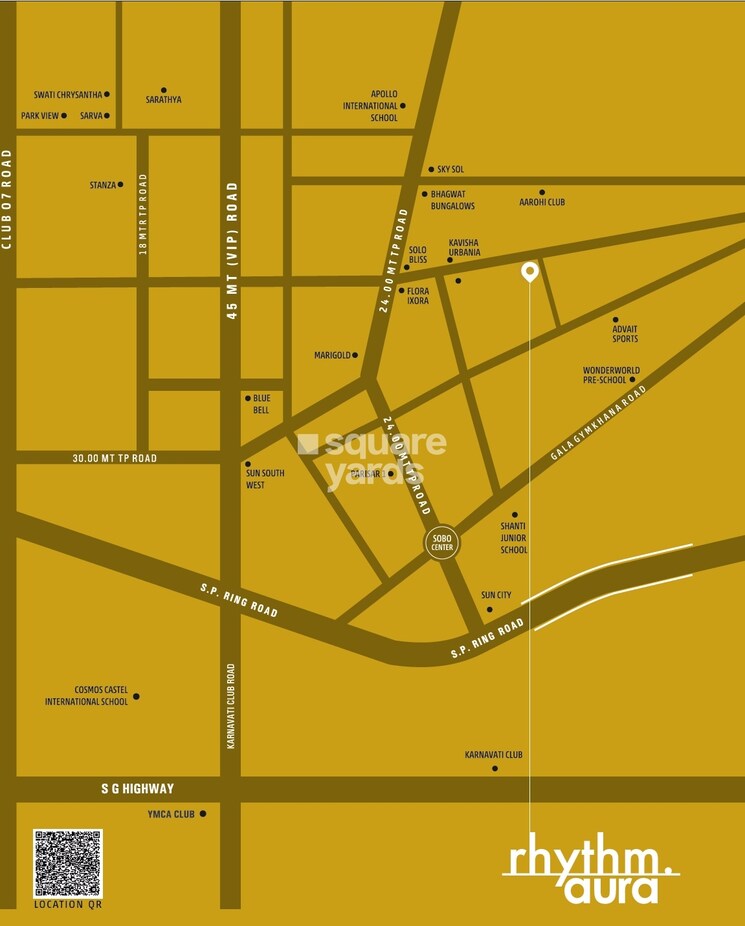 Map Location, rhythm-aura 3 Bedroom 1761 Sq.Ft. Apartment In Bopal Ahmedabad 8850054