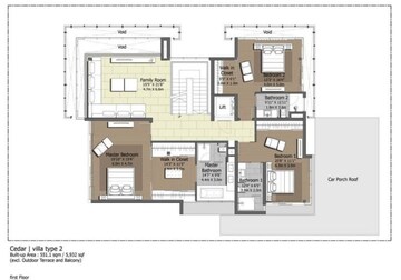 Floor Plan in 2 BHK Villa at Embassy Boulevard, Yelahanka – for Rent