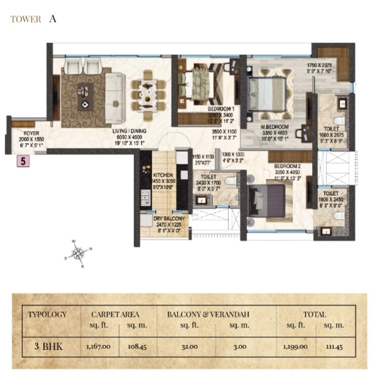 Floor Plan, peninsula-salsette-27 2 Bedroom 788 Sq.Ft. Apartment In Byculla Mumbai 8852960