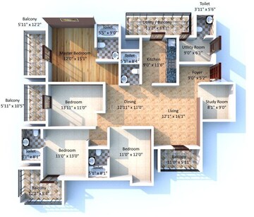 Floor Plan in 2 BHK Apartment at Godrej Summit, Sector 104 – for Rent