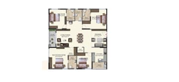 Floor Plan in 4 BHK Apartment at Ramky One Astra, Kokapet – for Sale