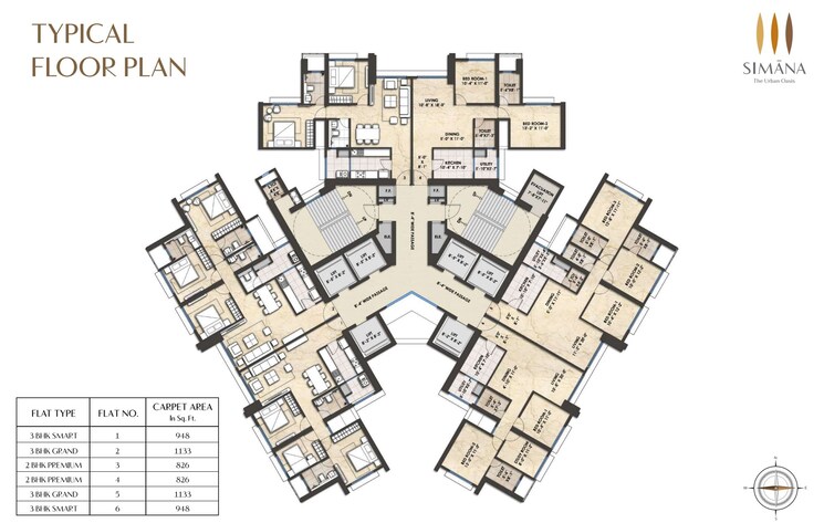 Floor Plan, bhoomi-simana 4 Bedroom 1774 Sq.Ft. Apartment In Parel Mumbai 8855054