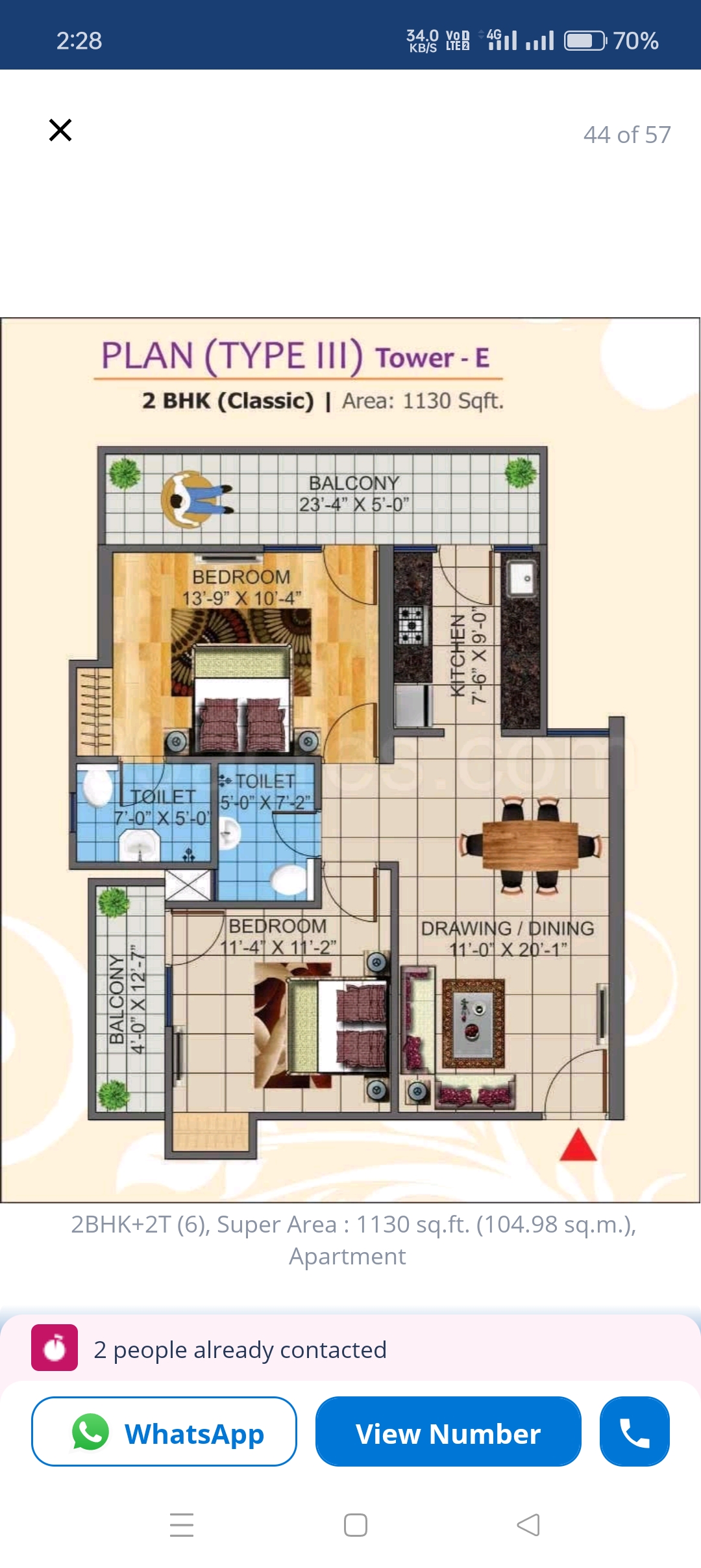 2 BHK + Extra Room Apartment For Sale in KW Srishti