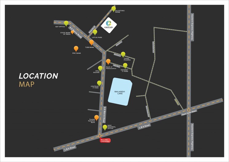 Map Location, squarefeet-centrum-business-square Commercial Office Space 1240 Sq.Ft. In Wagle Industrial Estate Thane 8855617