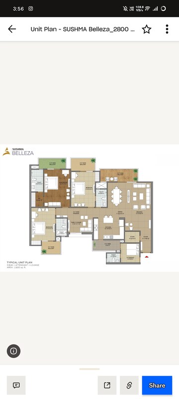 Master Plan in 4 BHK Apartment at Sushma Belleza, International Airport Road – for Sale
