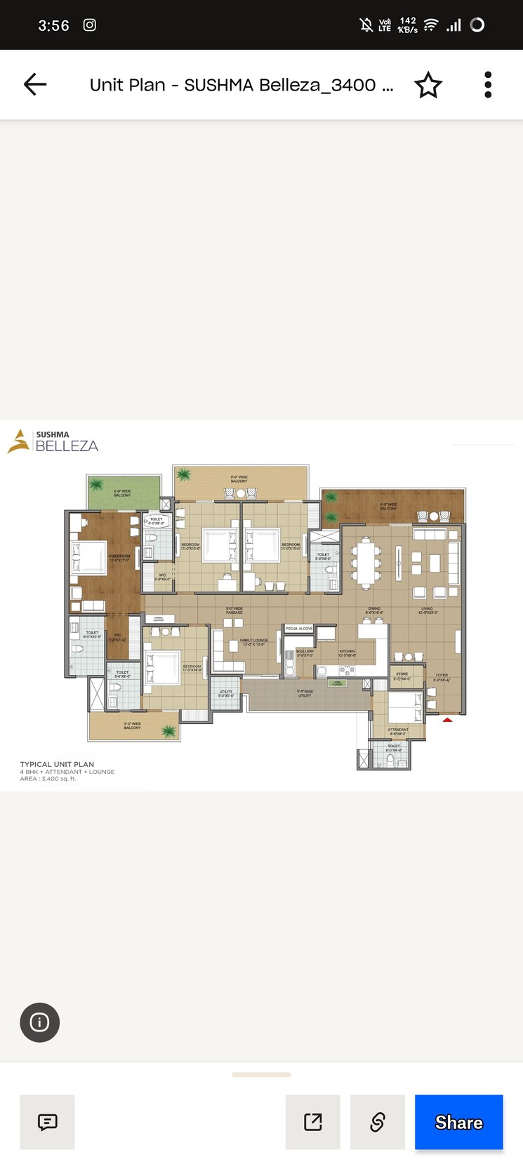Master Plan, sushma-belleza 4 Bedroom 3400 Sq.Ft. Apartment In International Airport Road Zirakpur 8858594
