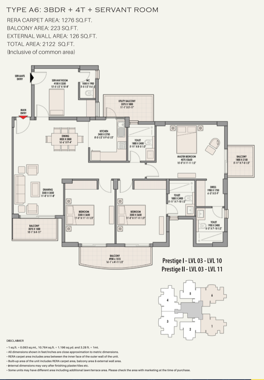3.5 BHK + Servant Room Apartment For Rent in Eldeco Accolade