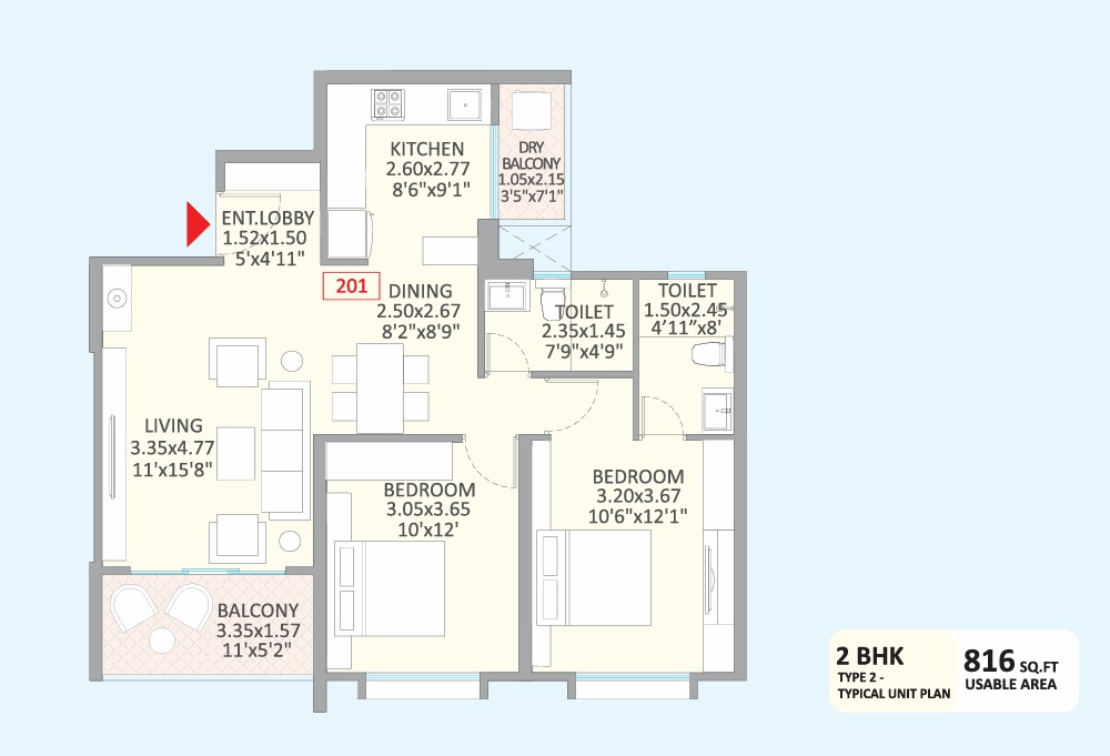 2 BHK Apartment For Sale in Little Earth Apartments