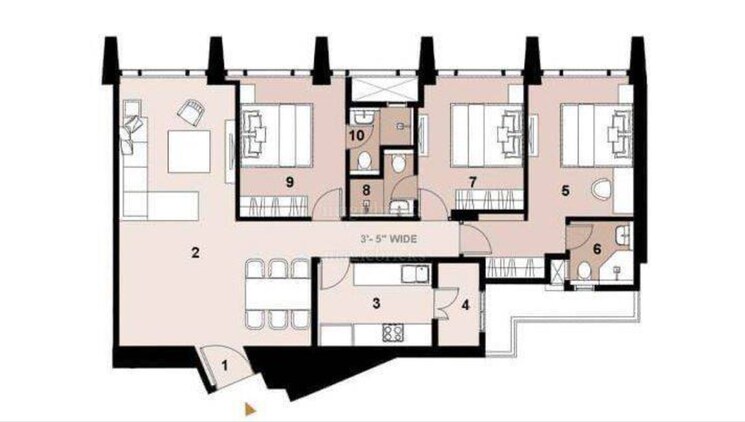 Floor Plan, lodha-the-park 3 Bedroom 1254 Sq.Ft. Apartment In Worli Mumbai 8859538