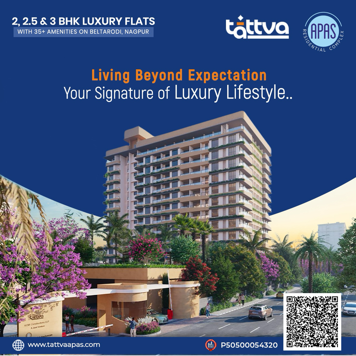 2 BHK + Servant Room 882 Sq.Ft. Apartment in Mahalaxmi Tattva Apas