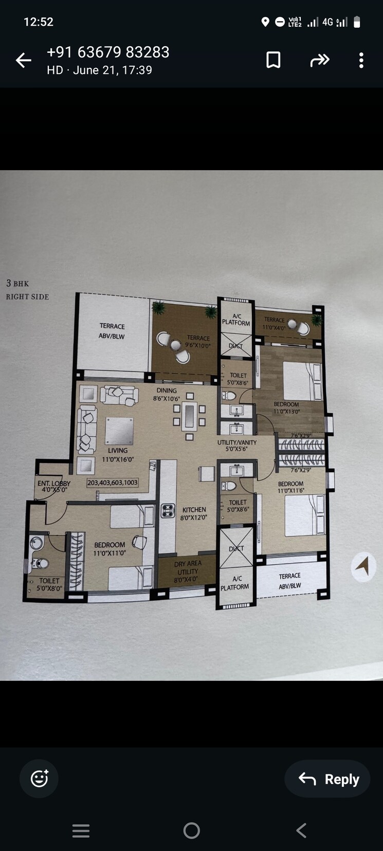 Floor Plan, kolte-patil-24k-glitterati-2 3 Bedroom 1600 Sq.Ft. Apartment In Pimple Nilakh Pune 8859900