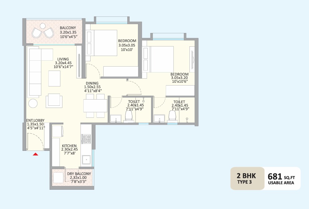 2 BHK Apartment For Sale in Little Earth Apartments
