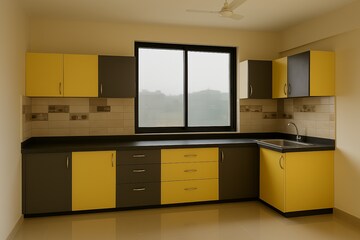 Kitchen in 3 BHK Apartment at Gogol – for Rent