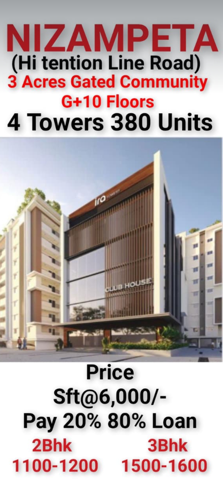 2 BHK + Pooja Room,Servant Room,Study Room,Extra Room Apartment For Sale in Miyapur 