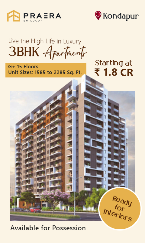 3 BHK + Pooja Room Apartment For Sale in Rnp 1 Kondapur Hyderabad