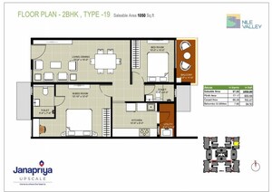 Floor Plan in 3 BHK Apartment at Janapriya Nile valley, Madinaguda – for Sale