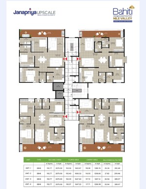 Floor Plan in 3 BHK Apartment at Janapriya Nile valley, Madinaguda – for Sale