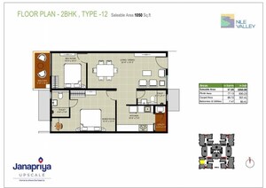 Floor Plan in 3 BHK Apartment at Janapriya Nile valley, Madinaguda – for Sale