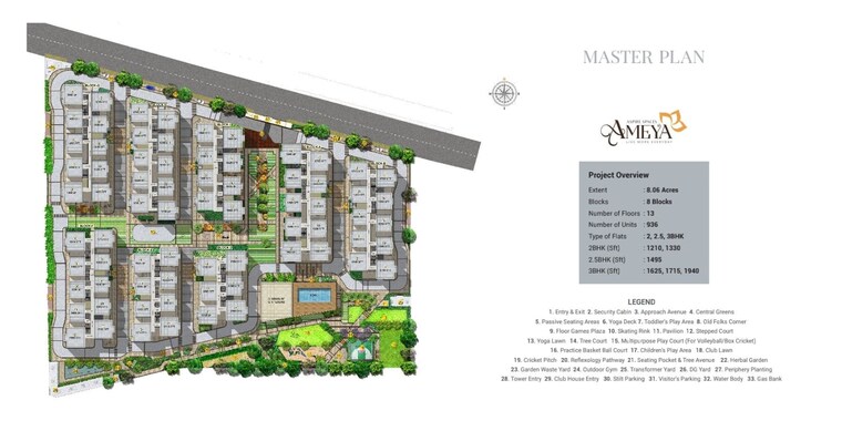 Master Plan, aspire-spaces-ameya 2 Bedroom 1210 Sq.Ft. Apartment In Miyapur Hyderabad 8864345