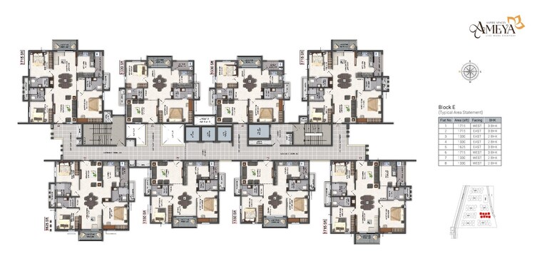 Floor Plan, aspire-spaces-ameya 3 Bedroom 1715 Sq.Ft. Apartment In Miyapur Hyderabad 8865294