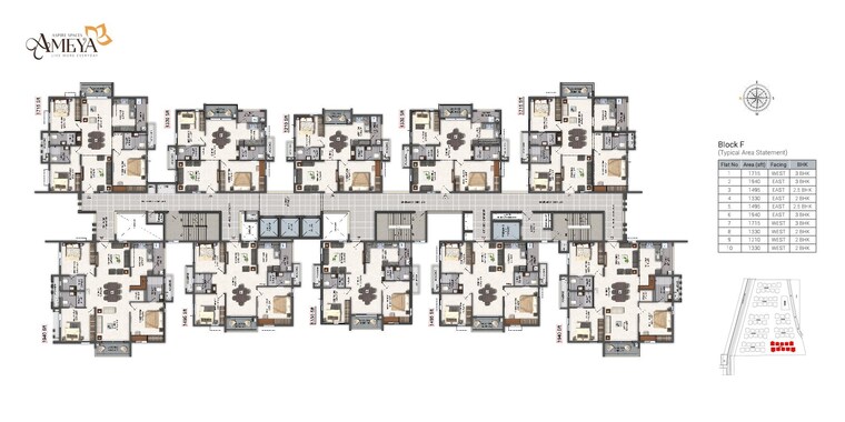 Master Plan, aspire-spaces-ameya 3 Bedroom 1940 Sq.Ft. Apartment In Miyapur Hyderabad 8865303