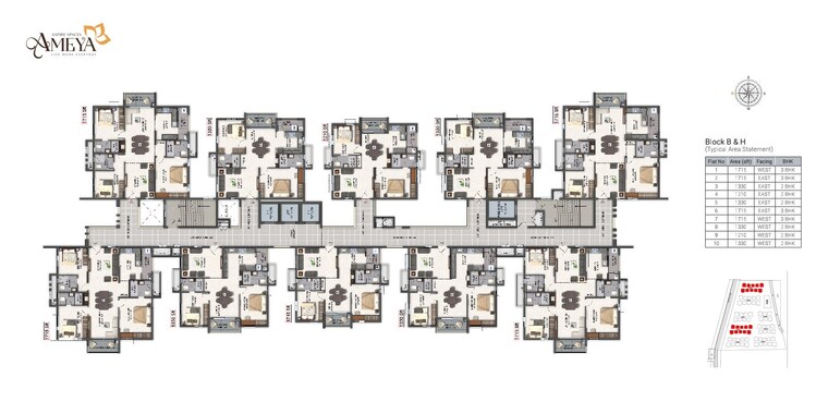 Master Plan, aspire-spaces-ameya 3 Bedroom 1940 Sq.Ft. Apartment In Miyapur Hyderabad 8865303
