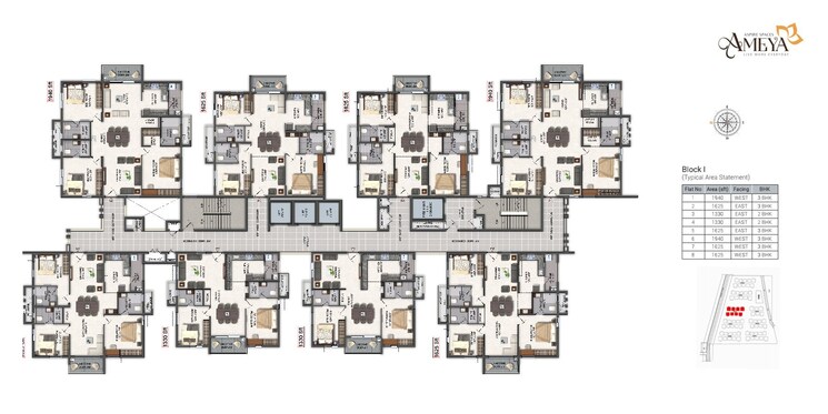 Floor Plan, aspire-spaces-ameya 3 Bedroom 1940 Sq.Ft. Apartment In Miyapur Hyderabad 8865303
