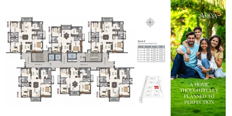 Floor Plan, aspire-spaces-ameya 3 Bedroom 1940 Sq.Ft. Apartment In Miyapur Hyderabad 8865303